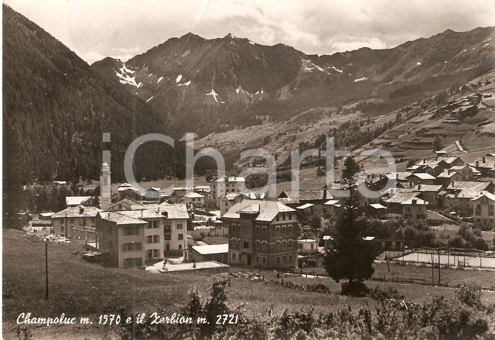 Cartolina originale da collezione 1950 ca AYAS AO Frazione CHAMPOLUC Panorama con Monte ZERBION Cartolina FG VG 1