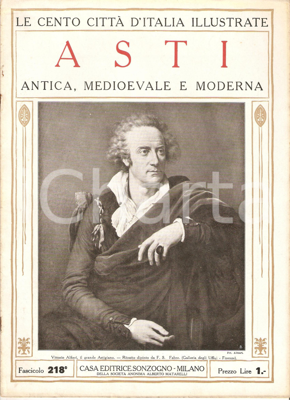 Giornale, rivista storica 1927 CENTO CITTA  D ITALIA Asti antica medioevale moderna Fascicolo 218 Rivista 1