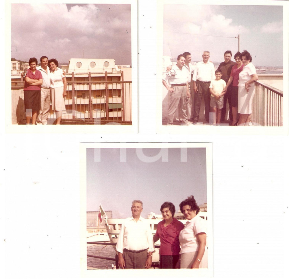 Fotografia d epoca originale 1966 GENOVA Italoamericani in partenza LOTTO 3 Foto di famiglia 9x9 cm 1