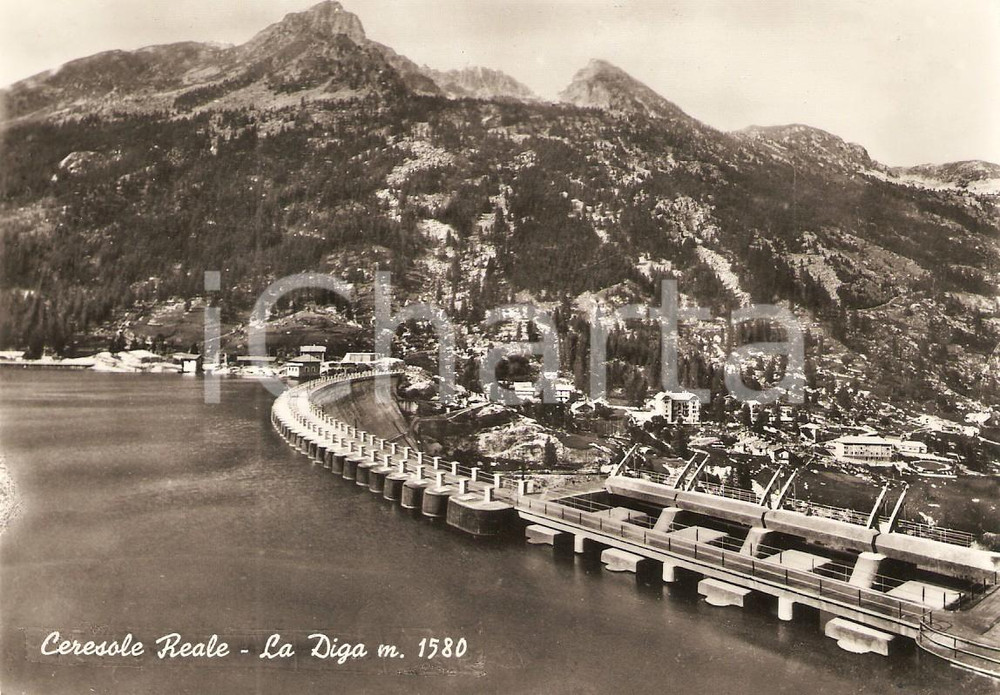 Cartolina originale da collezione 1960 ca CERESOLE REALE TO Panorama con diga Cartolina FG NV 1