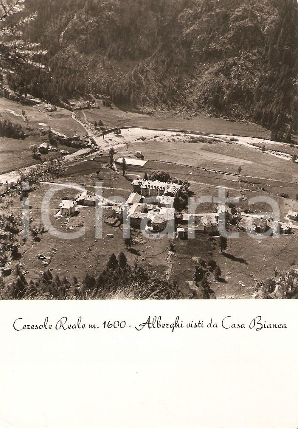Cartolina originale da collezione 1960 ca CERESOLE REALE TO Alberghi visti da Casa Bianca Cartolina FG NV 1