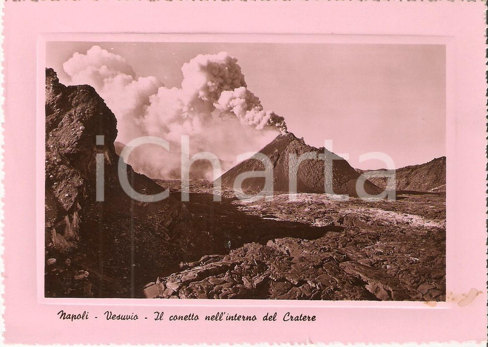 Cartolina originale da collezione 1951 NAPOLI  VESUVIO Conetto all interno del cratere Cartolina FG VG 1