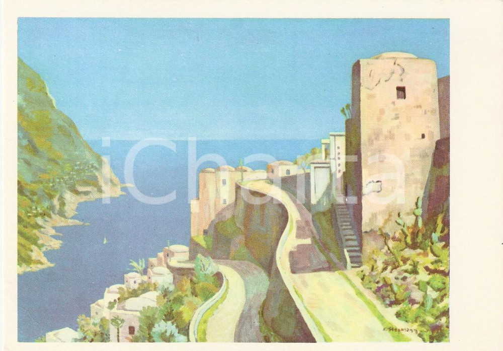 Cartolina originale da collezione 1975 ca POSITANO SA SPAM Illustrazione Arnulf Erich STEGMANN Cartolina FG NV 1