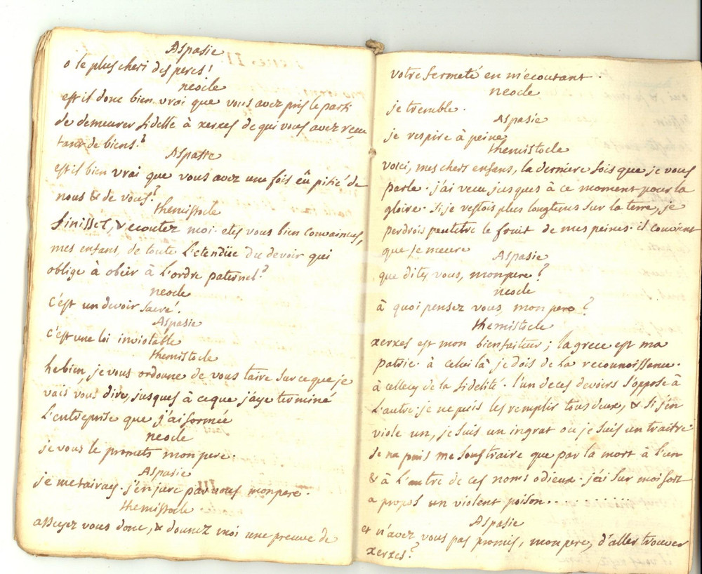 Manoscritto, lettera originale 1770 ca METASTASIO THEMISTOCLE Pièce dramatique  Copia francese manoscritta 1