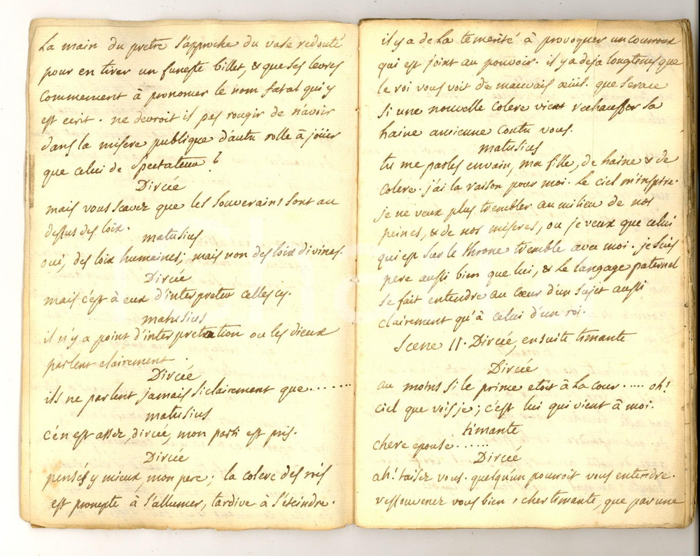 Manoscritto, lettera originale 1770 ca METASTASIO DEMOFONT PiÃ¨ce dramatique  Copia francese manoscritta 1