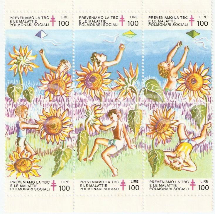 Oggetto da collezione cartaceo 1980 ca TBC Campagna prevenzione TUBERCOLOSI  e malattie polmonari 6 Erinnofili 1