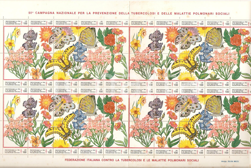 Oggetto da collezione cartaceo 1987 50 Campagna prevenzione TBC Design di Silvia MICCI 40 Erinnofili 1