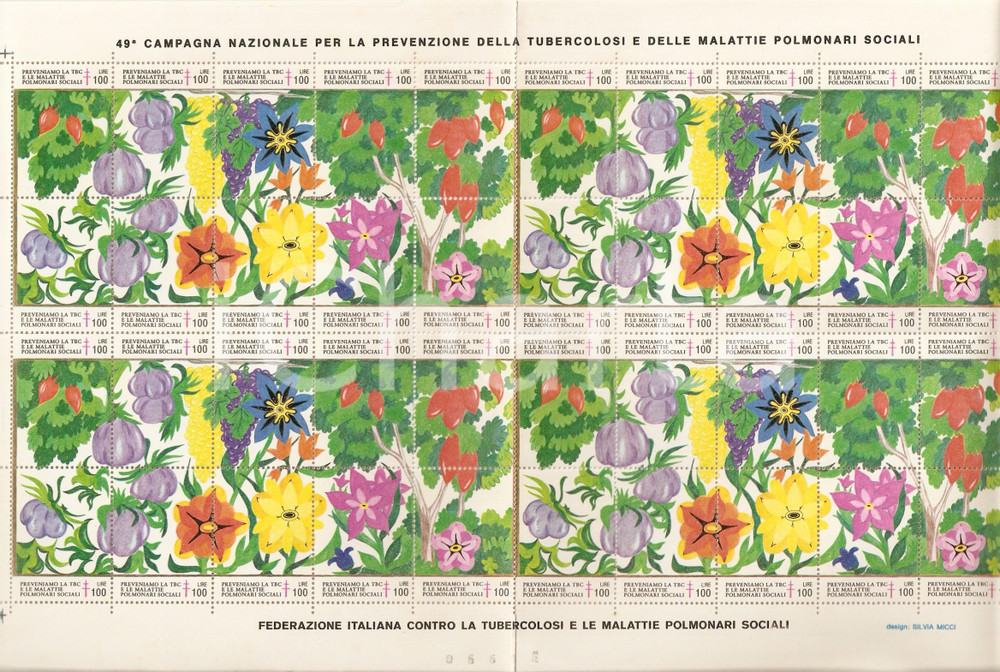 Oggetto da collezione cartaceo 1986  49 Campagna prevenzione TBC Design di Silvia MICCI 40 Erinnofili 1
