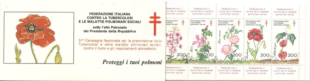 Oggetto da collezione cartaceo 1988  51° Campagna prevenzione TUBERCOLOSI  e malattie polmonari 10 Erinnofili 1