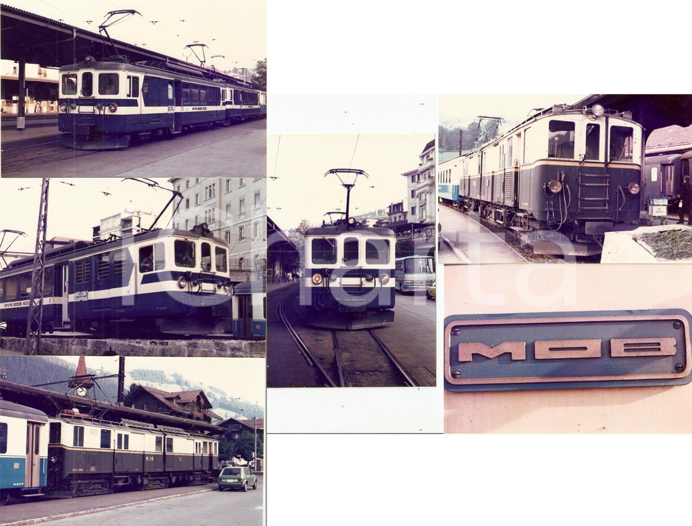 Fotografia d epoca originale 1975 ca SVIZZERA MONTREUXBERNEROBERLAND Treno passeggeri Lotto 6 fotografie 1