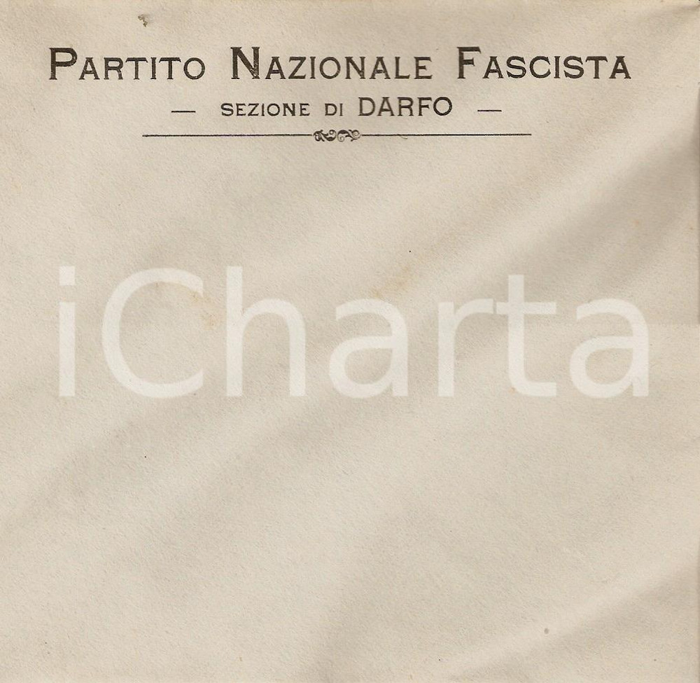 Documento originale, autentico 1935 ca DARFO BOARIO TERME Partito Nazionale Fascista PNF busta intestata 2 1