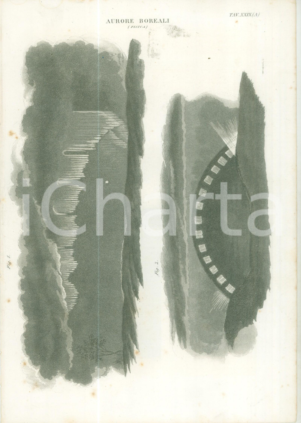 Stampa, bozzetto originale 1860 ca SCIENZE NATURALI Aurore Boreali Fisica Stampa 1