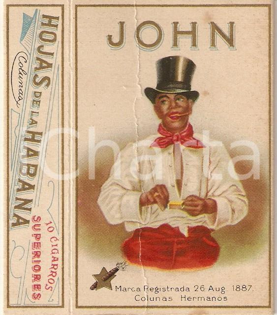 Oggetto da collezione cartaceo 1930 ca LIEGI BELGIO Cigarros JOHN Scatola ILLUSTRATA 1