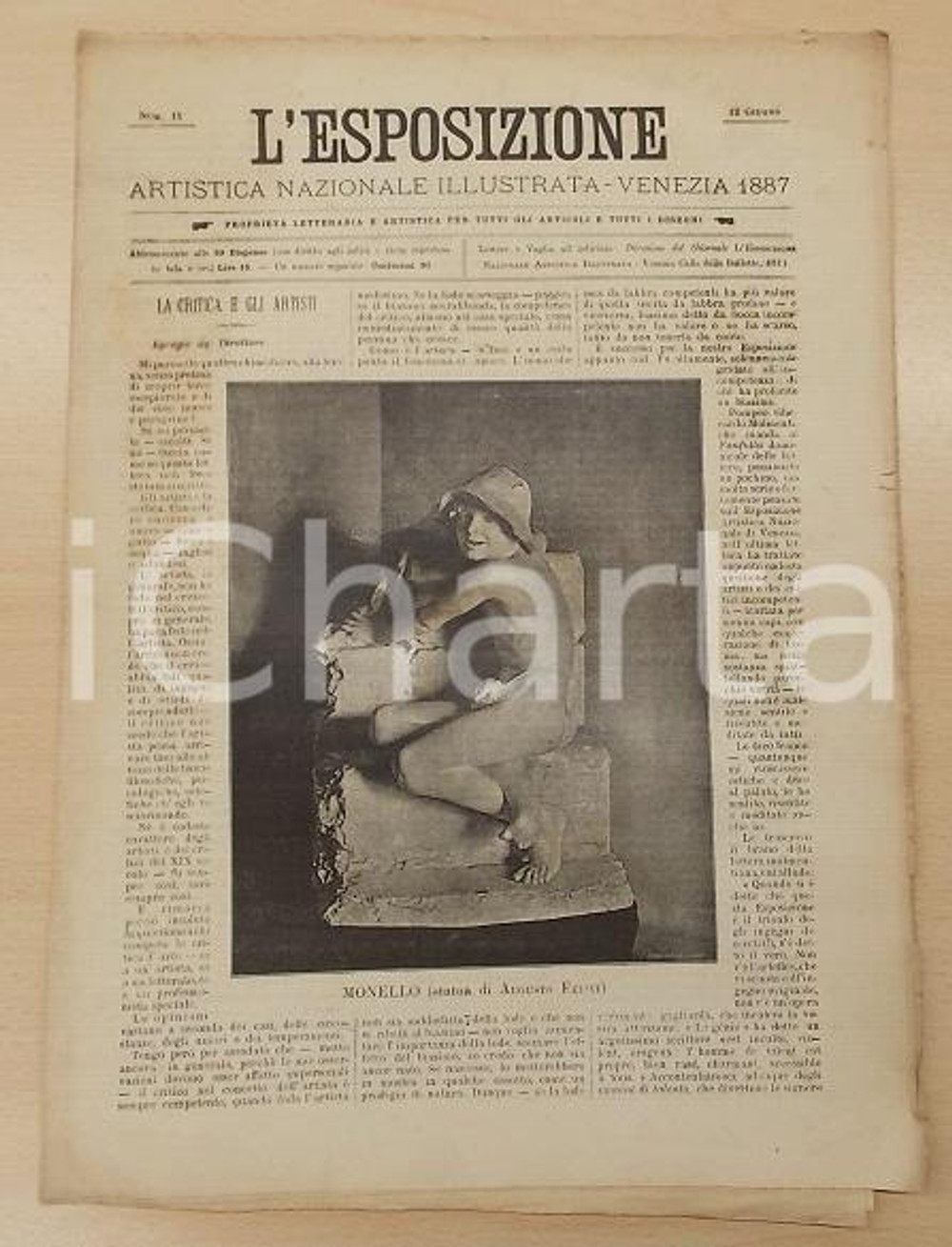 Giornale, rivista storica 1887 VENEZIA L Esposizione Artistica Nazionale Illustrata Critica e gli artisti 1