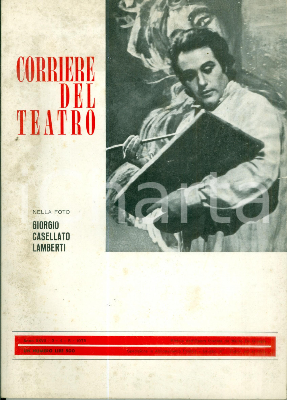 Giornale, rivista storica 1975 CORRIERE DEL TEATRO Giorgio CASELLATO LAMBERTI Festival Arena VERONA 1