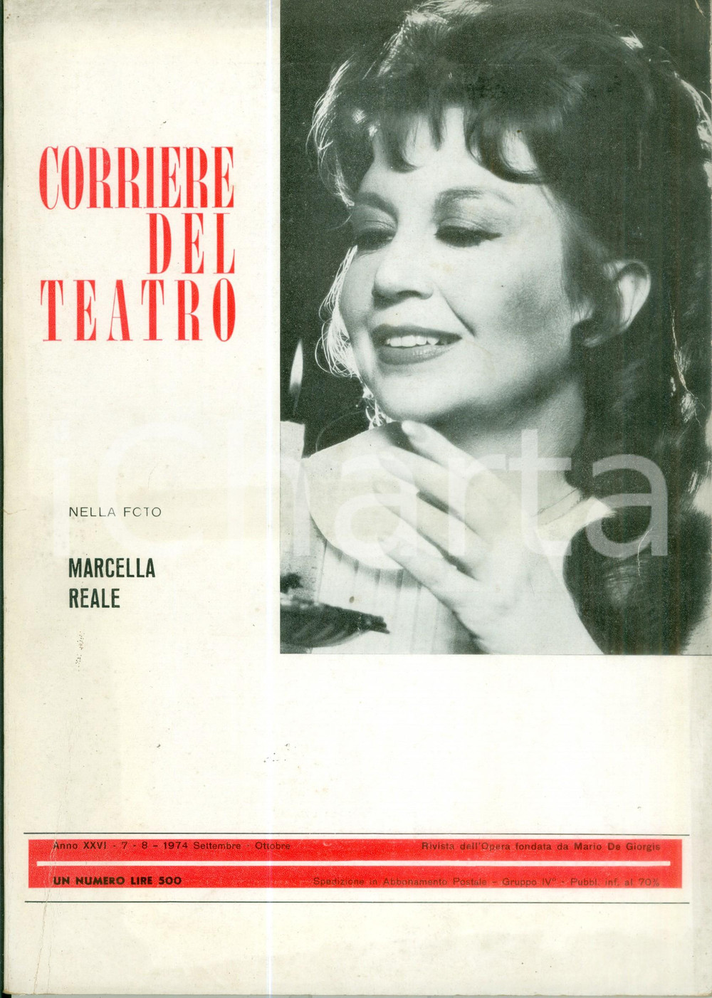 Giornale, rivista storica 1974 CORRIERE DEL TEATRO Marcella REALE Amore inedito di Giacomo PUCCINI Rivista 1