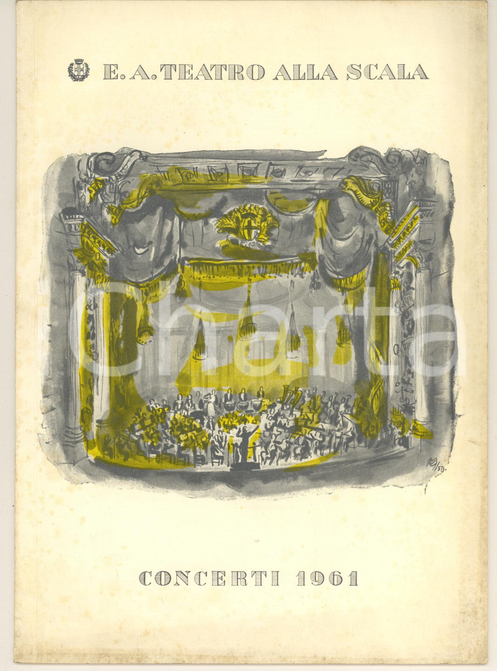 Materiale pubblicitario d’epoca 1961 MILANO TEATRO ALLA SCALA Dodicesimo concerto Nino SANZOGNO Programma 1