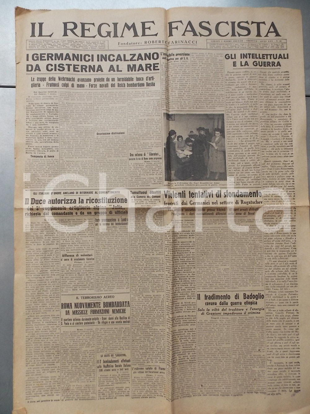 Giornale, rivista storica 1944 IL REGIME FASCISTA RSI Germanici incalzano da CISTERNA AL MARE Giornale 1