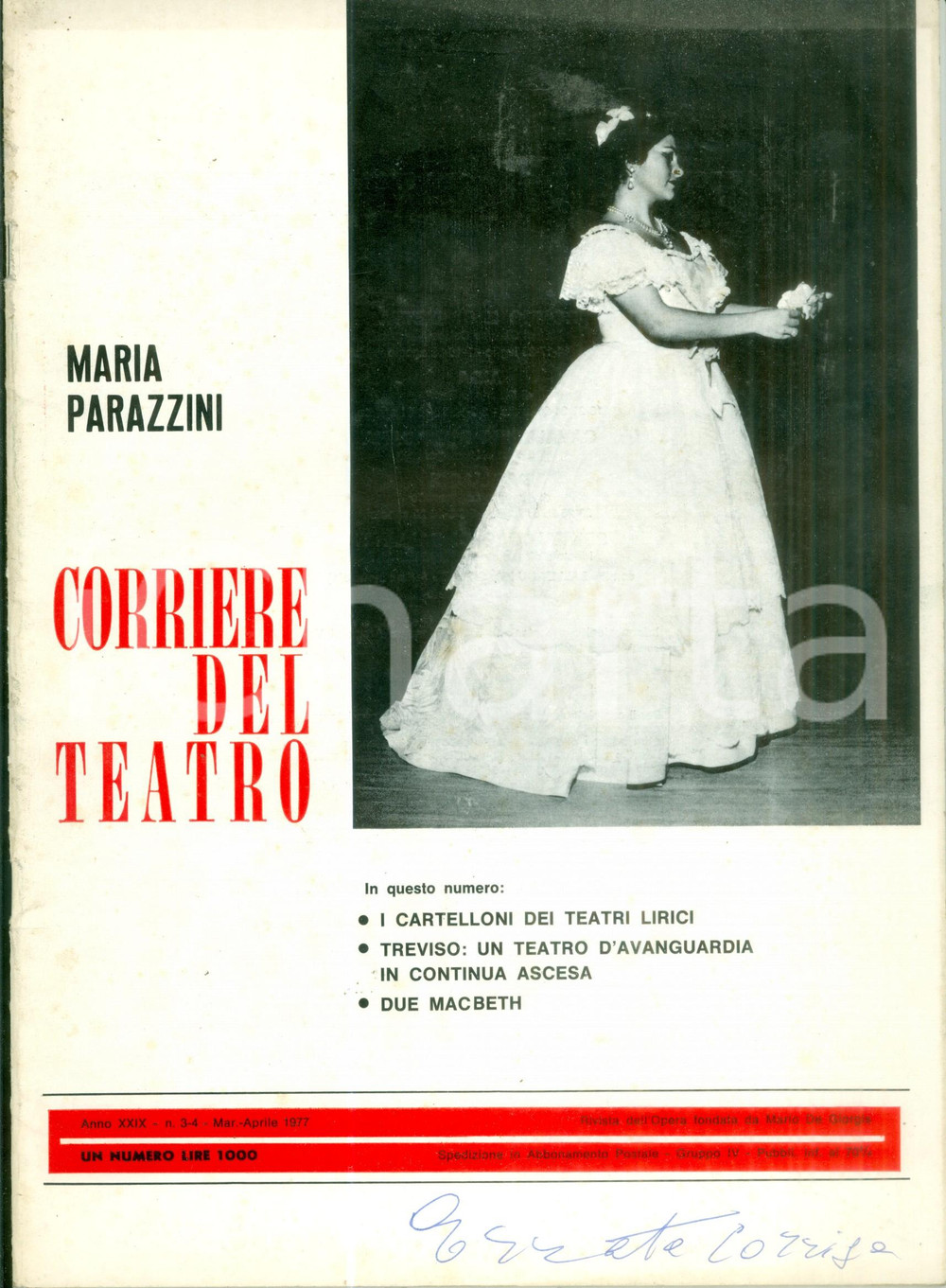 Giornale, rivista storica 1977 CORRIERE DEL TEATRO Maria PARAZZINI Treviso teatro d avanguardia Rivista 1