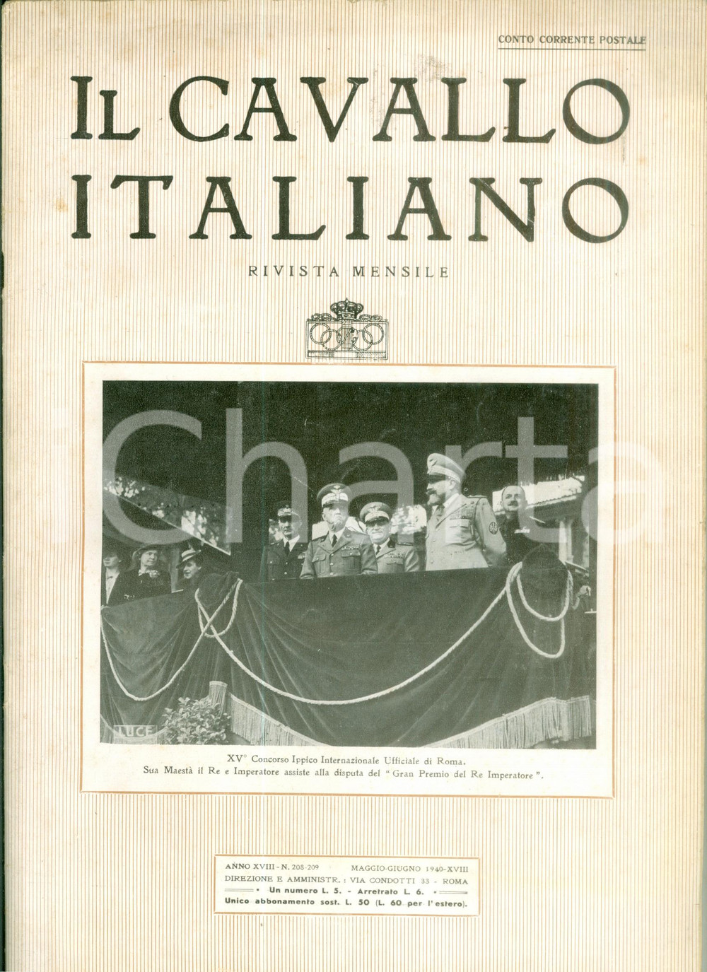 Giornale, rivista storica 1940 IL CAVALLO ITALIANO Concorso ippico internazionale di ROMA Rivista 1