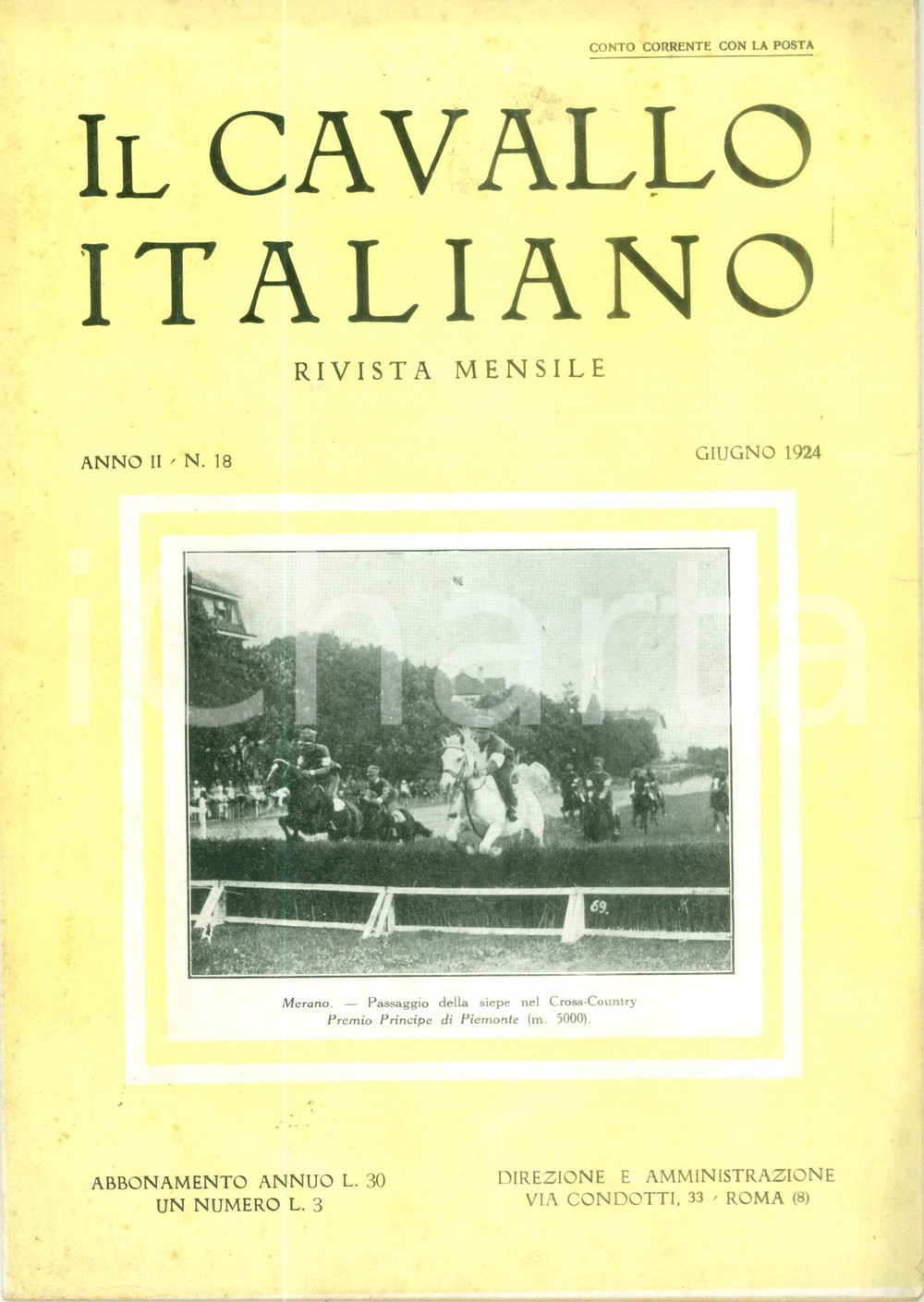 Giornale, rivista storica 1924 CAVALLO ITALIANO Piero DODI Mostra ippica laziale sabina TOR DI QUINTO 1