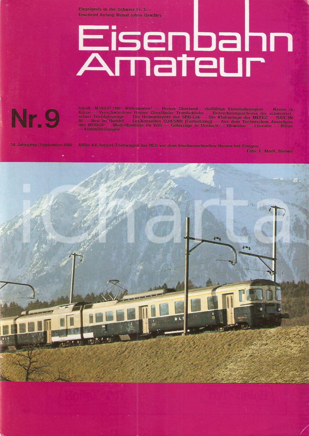 1980 EISENBAHN AMATEUR n. 9 Vielfältige eisenbahnregion BERNER OBERLAND *Rivista