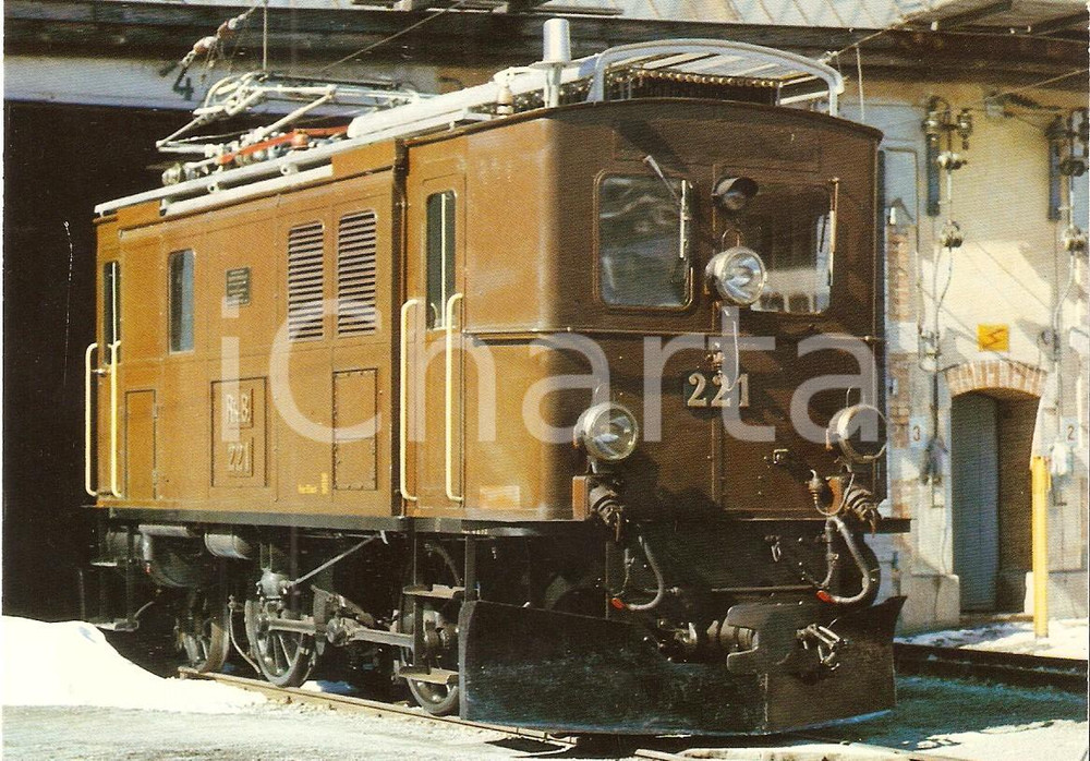 Cartolina originale da collezione 1979 SAMEDAN SVIZZERA Ratische Bahn Locomotiva RhB Ge 2/4 221 Cartolina FG NV 1