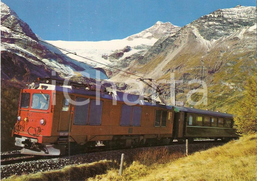 Cartolina originale da collezione 1979 SVIZZERA  RHATISCHE BAHN Locomotiva Gem 4/4 801 BERNINALINIE Cartolina FG 1