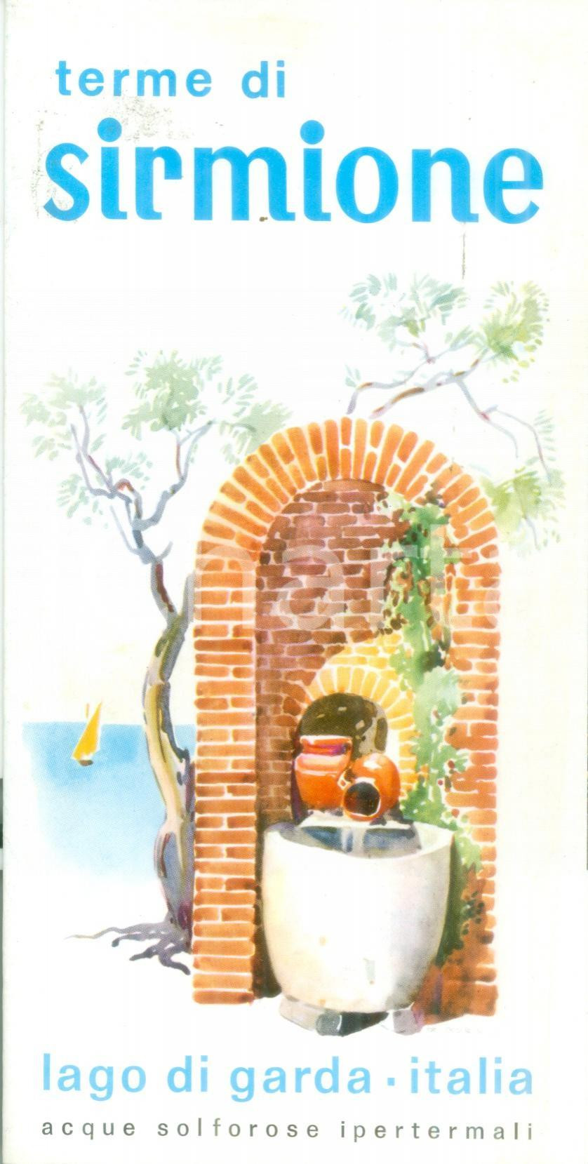 Materiale pubblicitario d’epoca 1960 ca SIRMIONE BS Terme Lago di GARDA Acque solforose Opuscolo ILLUSTRATO 1