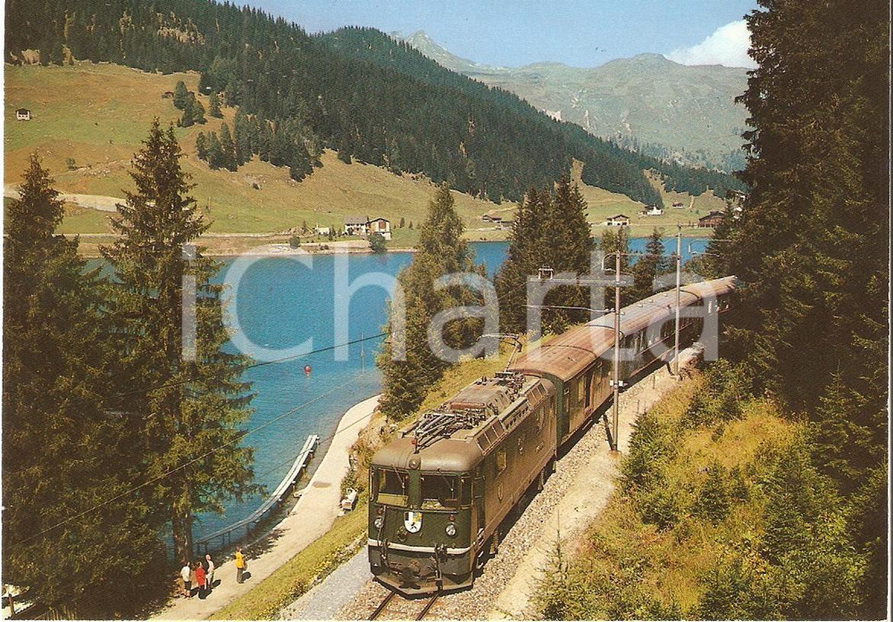 Cartolina originale da collezione 1975 ca DAVOSERSEE SVIZZERA Rhatische Bahn RhB Cartolina ANIMATA FG NV 1