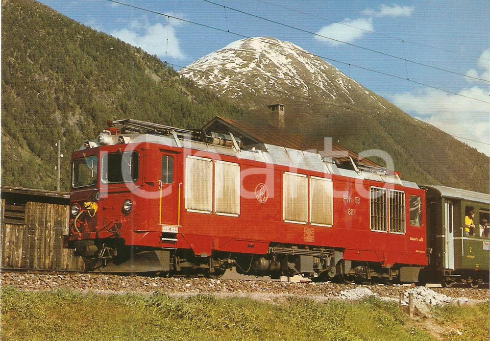 Cartolina originale da collezione 1979 SAMEDAN SVIZZERA Rhatische Bahn RhB Locomotiva Gem 4/4 802 Cartolina FG 1
