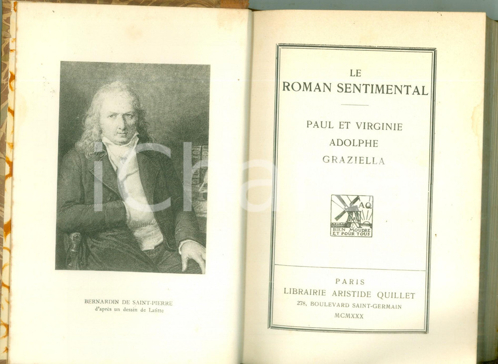 Libro, pubblicazione d epoca 1930 Le roman sentimental Paul et Virginie Adolphe Graziella Classiques QUILLET 1