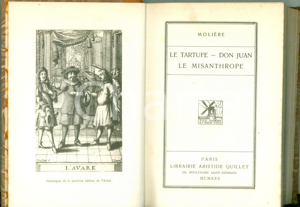 1930 MOLIERE Le Tartufe Don Juan Le Misanthrope *Classiques QUILLET