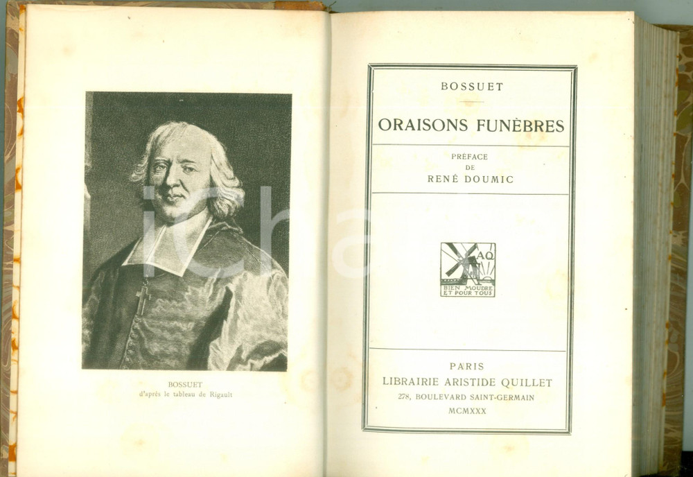 Libro, pubblicazione d epoca 1930 Jacques BOSSUET Oraisons funÃ¨bres prÃ©face RenÃ© DOUMIC Classiques QUILLET 1