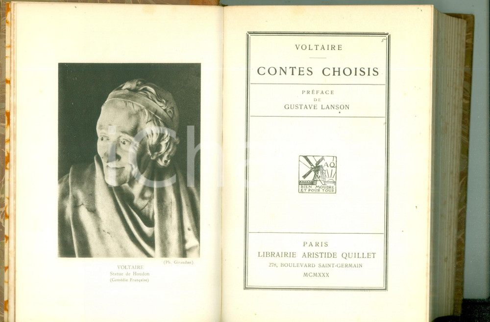 Libro, pubblicazione d epoca 1930 VOLTAIRE Contes choisies prÃ©face Gustave LANSON Classiques QUILLET 1