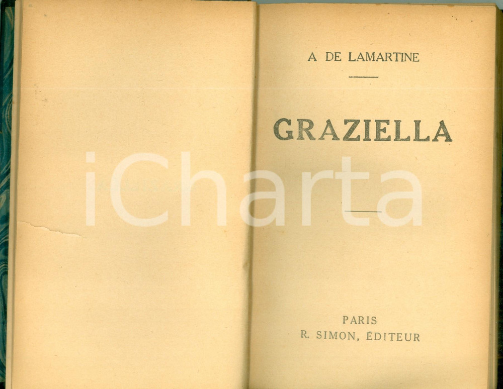 Libro, pubblicazione d epoca 1930 ca Alphonse DE LAMARTINE Graziella Edition R. SIMON 1
