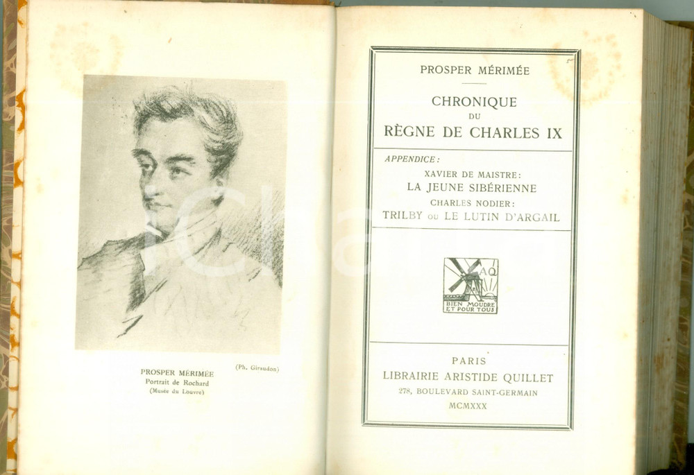 Libro, pubblicazione d epoca 1930 Prosper MERIMEE Chronique du RÃ¨gne de CHARLES IX Classiques QUILLET 1
