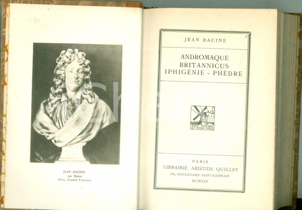 Libro, pubblicazione d epoca 1930 Jean RACINE Andromaque Britannicus IphigÃ©nie Classiques QUILLET 1