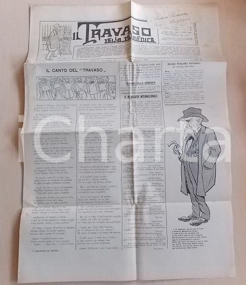 Giornale, rivista storica 1901 IL TRAVASO DELLA DOMENICA Il canto del Travaso Giornale satirico ILLUSTRATO 1