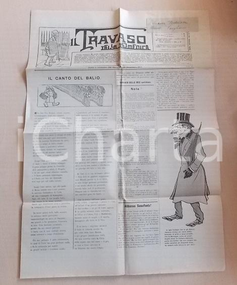 Giornale, rivista storica 1901 IL TRAVASO DELLA DOMENICA Il canto del balio Giornale satirico ILLUSTRATO 1