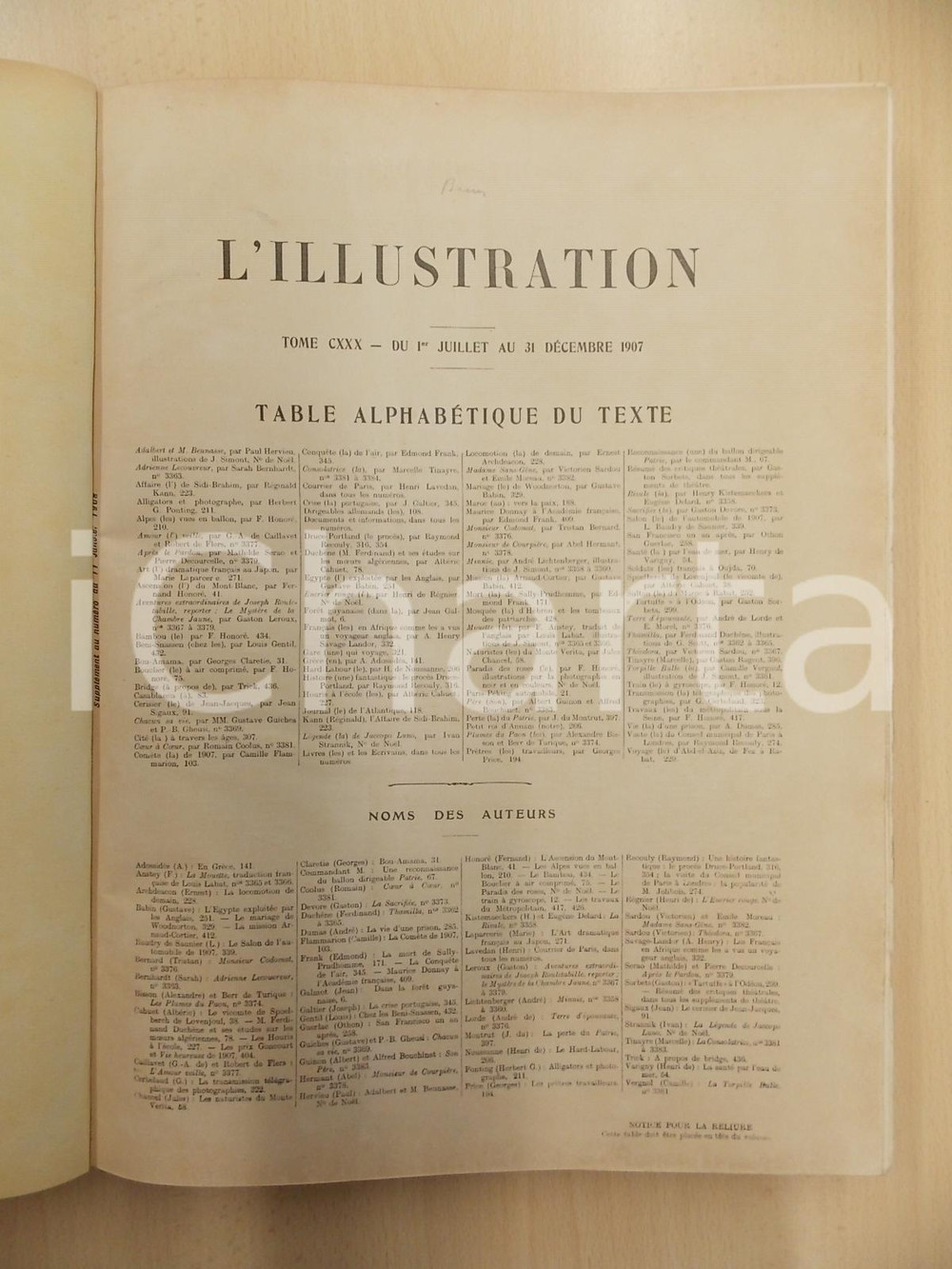 Giornale, rivista storica 1907 L ILLUSTRATION Tome CXXX Raccolta numeri 1Â° luglio  31 dicembre VOLUME 1