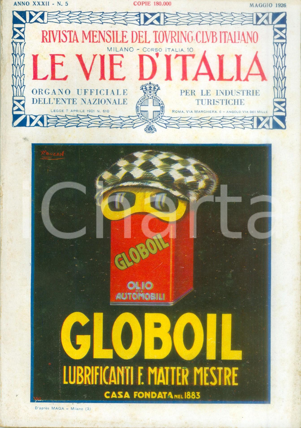 Giornale, rivista storica 1926 LE VIE D ITALIA TCI Escursione nel cratere del VESUVIO Anno XXXII n. 5 1