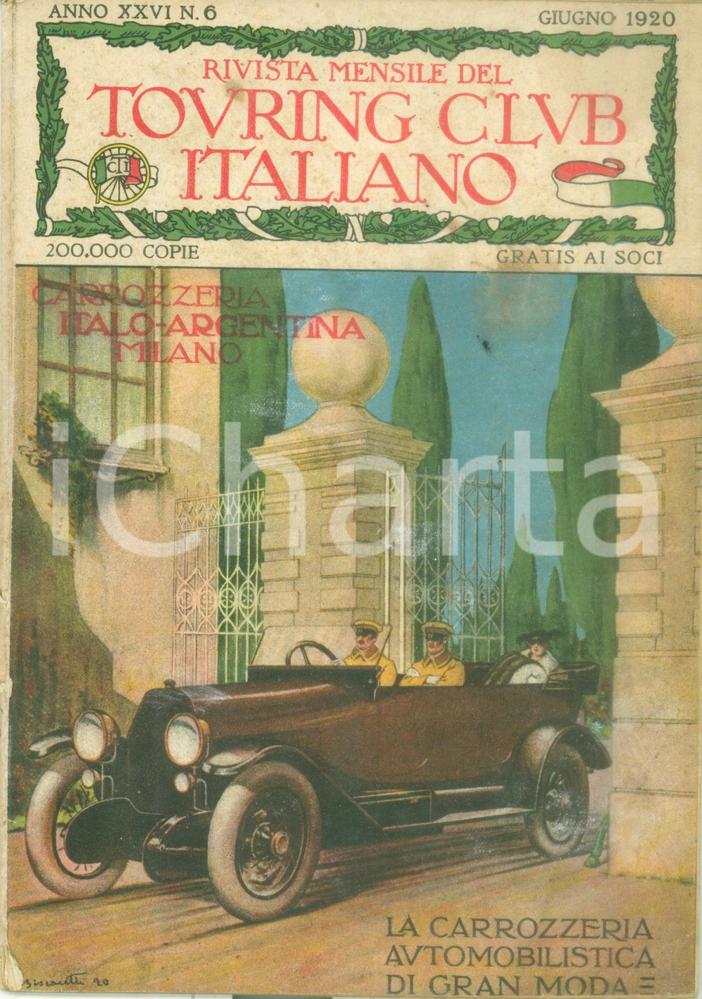 Giornale, rivista storica 1920 LE VIE D ITALIA TCI Col Touring in CIRENAICA Anno XXVI n. 6 1
