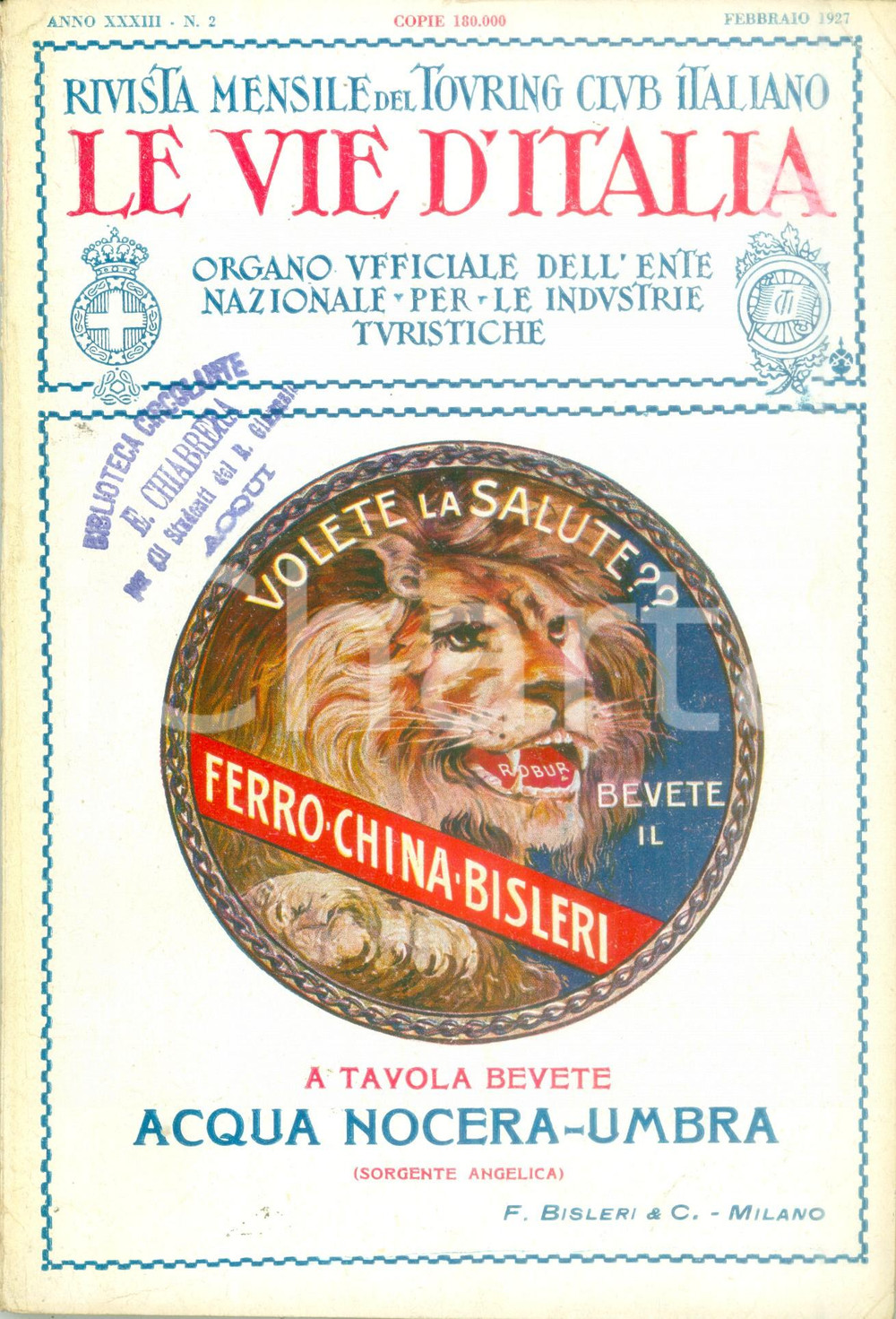 Giornale, rivista storica 1927 LE VIE D ITALIA TCI Avvenire della TRIPOLITANIA Italiana Anno XXXIII n. 2 1