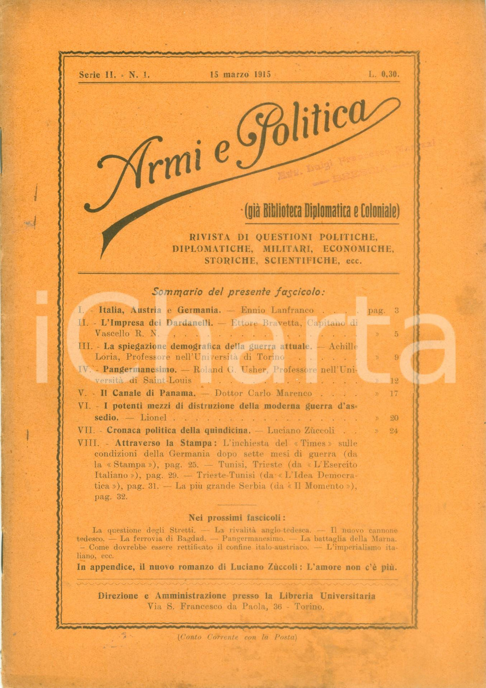Giornale, rivista storica 1915 ARMI E POLITICA Ettore BRAVETTA L Impresa dei DARDANELLI Rivista 1