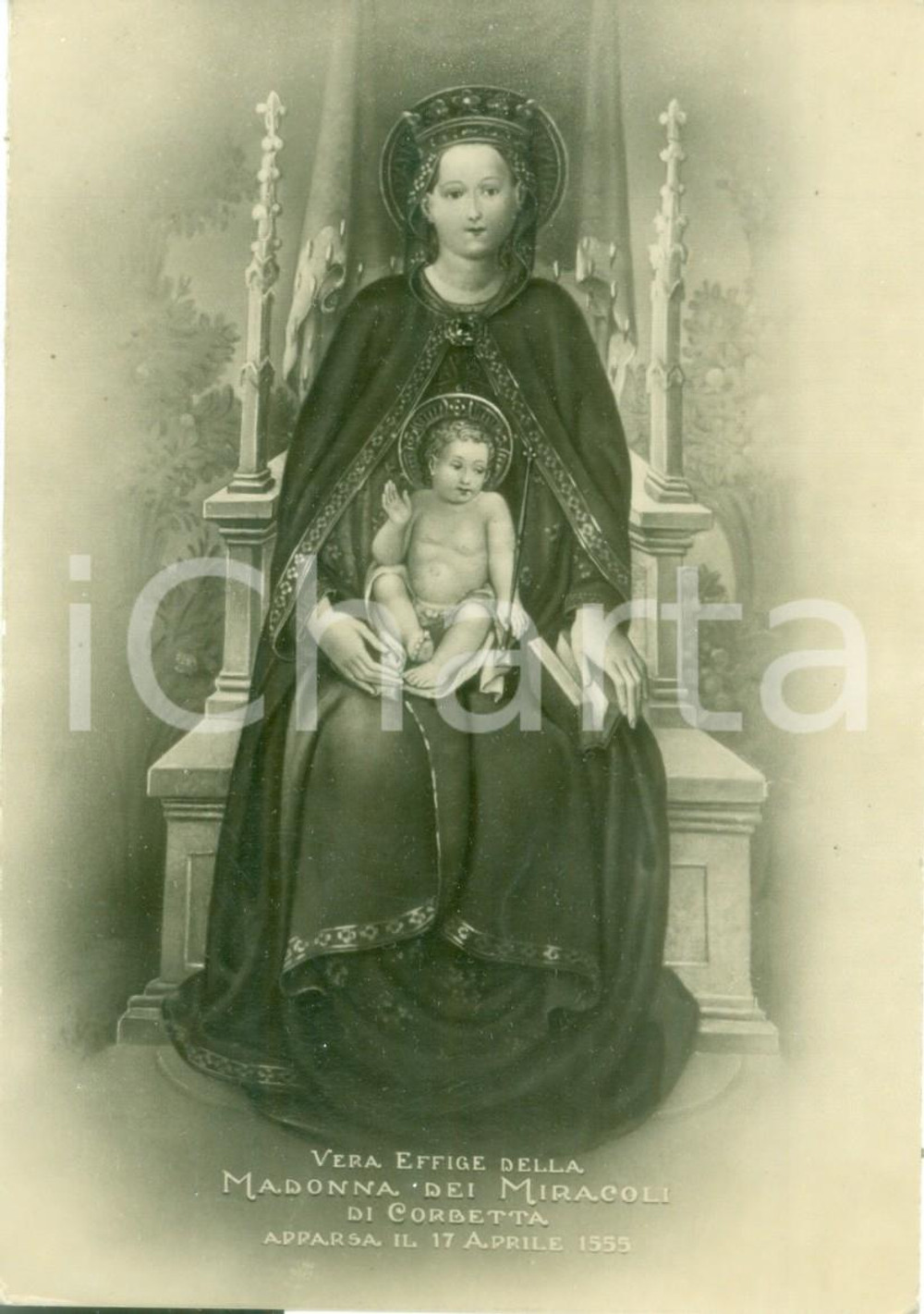 Cartolina originale da collezione 1950 ca CORBETTA MI Vera effigie Madonna dei Miracoli Cartolina FG NV 1