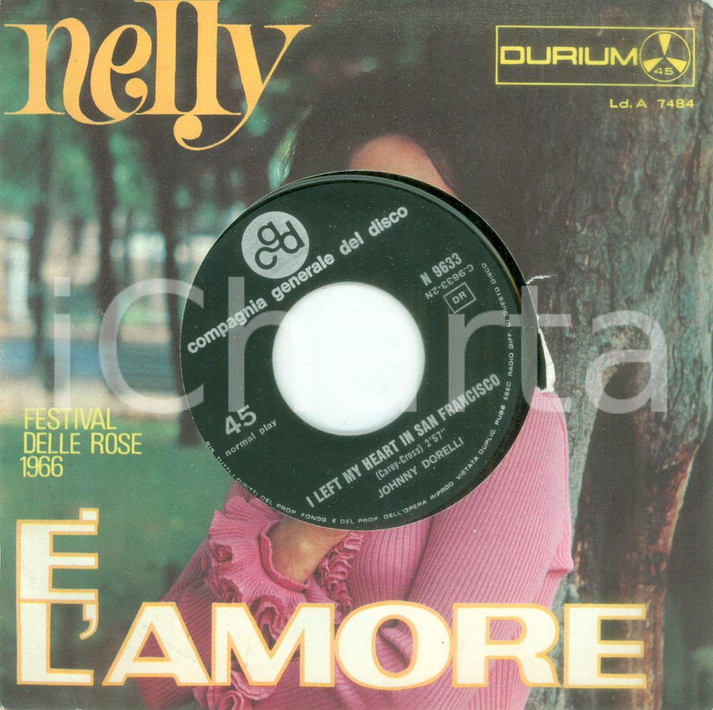 Oggetto da collezione cartaceo 1966 NELLY Ãˆ amore festival delle Rose Vinile 45 giri DURIUM N 9633 1