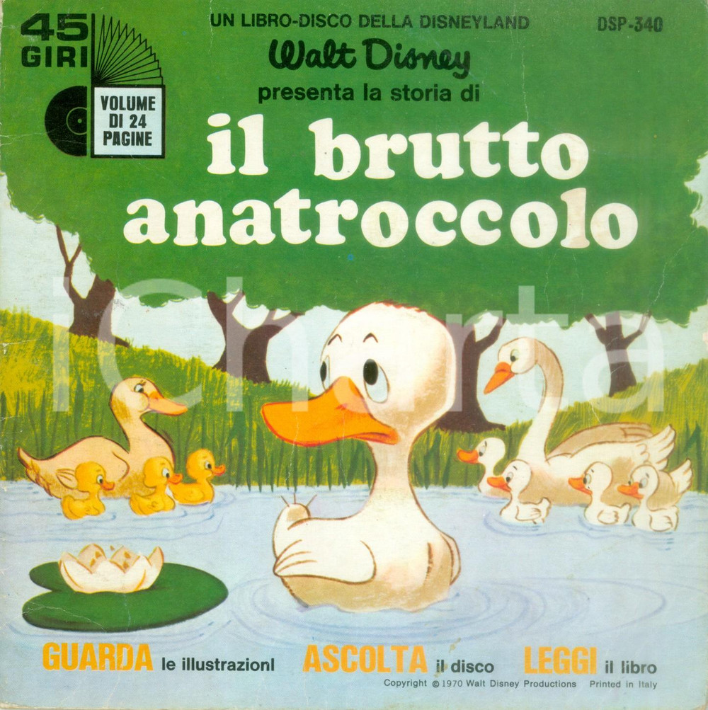 Oggetto da collezione cartaceo 1970 Il brutto anatroccolo Favola con vinile 45 giri WALT DISNEY 1