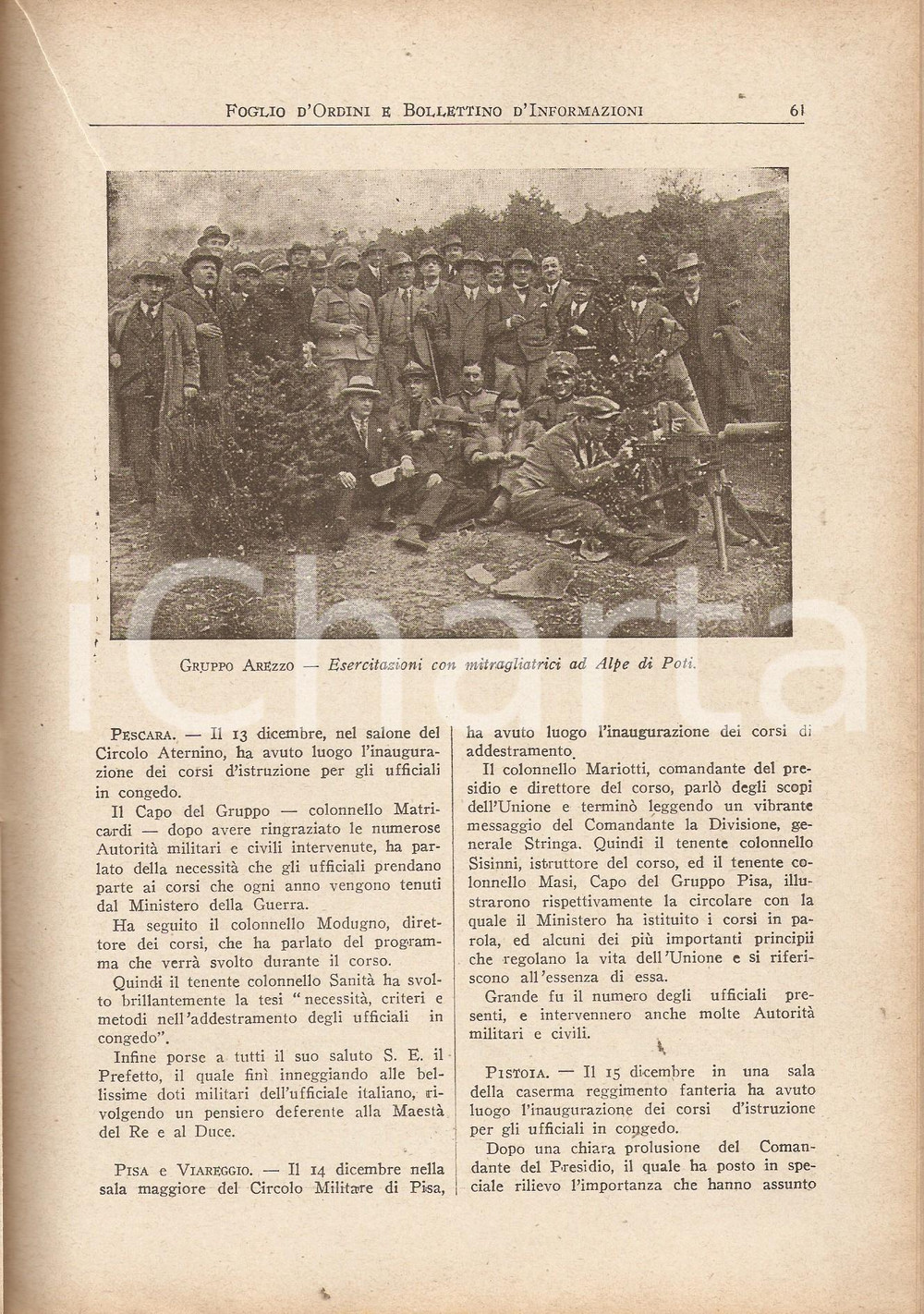 Documento originale, autentico 1931 ROMA U.N.U.C.I. Foglio d ordini Inaugurazione dei corsi di istruzione 1