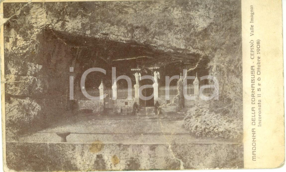 Cartolina originale da collezione 1910 ca SANT OMOBONO BG Madonna della CORNABUSA a CEPINO Cartolina DANNEGGIATA 1